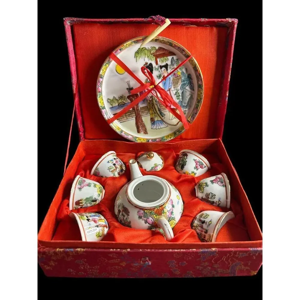 Vintage Gorgeous mini Chinese porcelain tea party set - for child or adult to en